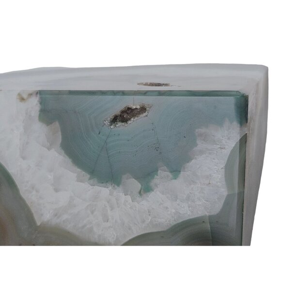 Natural Agate Geode Crystal Interior Polished Edges Mineral Geology Vintage - Picture 8 of 10